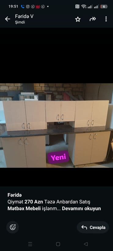 *Fəridə* Qiymət *270 Azn* Təzə Anbardan Satış *Mətbəx Mebeli*