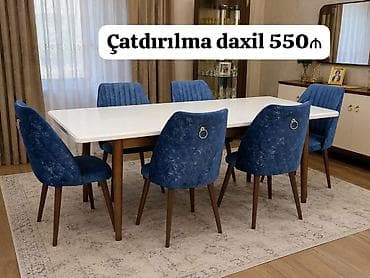 Qonaq otağı üçün, İşlənmiş, Dördbucaq masa, 6 stul lalafo.az -da Qonaq otağı üçün, İşlənmiş, Dördbucaq masa, 6 stul