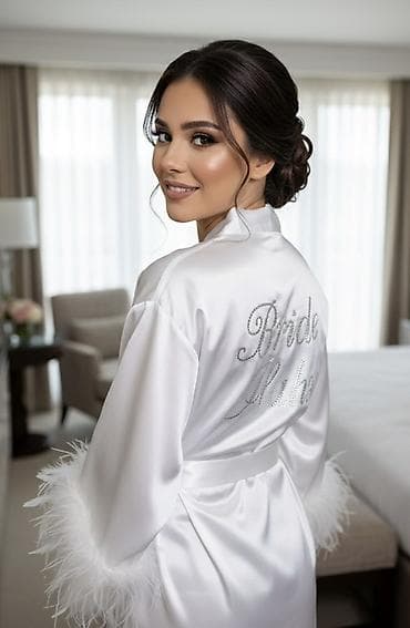 bel sumkasi: Gəlinlər üçün fərdiləşdirilə bilən atlas xalat - Material: parlaq — 7