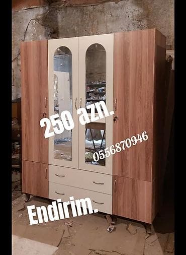 çekmece: Yeni, 3 qapılı, Güzgülü, Bej, Digər material, Açılan, Düz dolab — 8