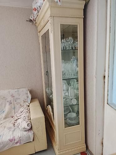 Klassik üslubda mebel dəsti – krem rəngində oyma dekorlu massiv — 4