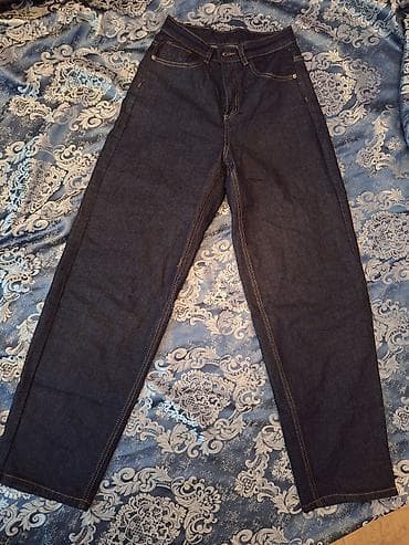 Klassik tünd mavi cins şalvar - Kəsim: Düz (straight leg), rahat