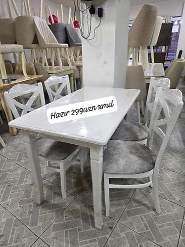 stul uzluyu: Mətbəx üçün, Açılmayan, Dördbucaq masa, 4 stul — 1