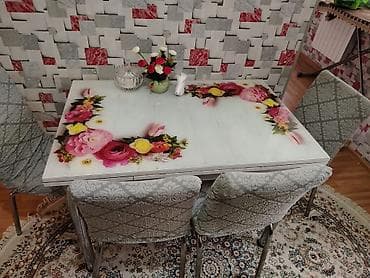 toxunma stol stul: Mətbəx üçün, İşlənmiş, Açılan, Dördbucaq masa, 4 stul — 2