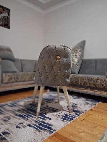 döş stolu: Qonaq otağı üçün, İşlənmiş, Qatlanmayan, rəng - Boz Stul — 2