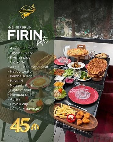 samovar cay: Altın Tepsi – 4-5 nəfərlik “Fırın Seti” Daxildir: - 4 ədəd lahmacun - — 1