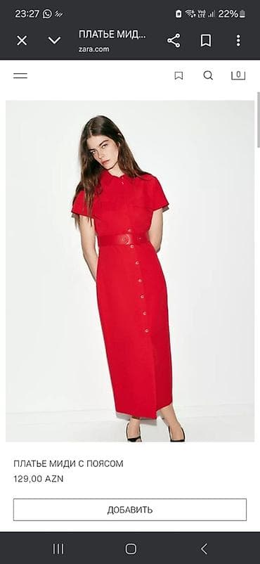 Zara – Qırmızı midi don, kəmərlə Zaradan alınıb 129 manata 80 manata