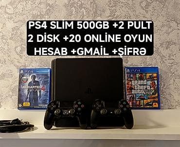 пс 4: PS4 slim 500gb az işlənmiş ideal vəziyətdə, zavod plombu üzərində, 2 — 1