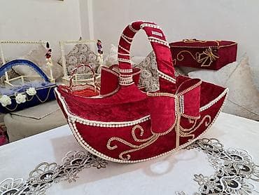 irsad telecom smart saat: Xonça və nişan dəsti üçün əl işləri – məxmər və krujeva dekorlu - — 10