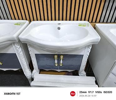 hovsan hamam: Vanna otağı üçün keramik lavabolu şkaf - Material: parlaq ağ keramika — 1
