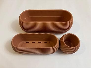 Горшки для растений: Dekorativ çiçək dibçəyi və uzunoval dəsti - Rənglər: tünd terrakota — 1