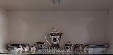 Çay dəsti, rəng - Qara, Farfor
