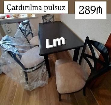 Mətbəx üçün, Açılmayan, Dördbucaq masa, 4 stul