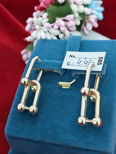 585 prob: Sırğa, Tiffany, Sarı qızıl, 585 Əyar, 443 g, Pulsuz çatdırılma — 2