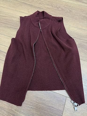 Личные вещи: Bordo rəngli trikotaj jilet - Material: qalın, elastik, ribli — 3
