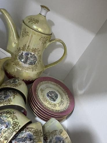 samavar qedimi: Çay dəsti, rəng - Sarı, Farfor, 6 nəfərlik, Almaniya — 3