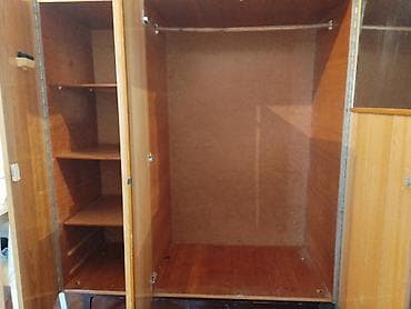 dehliz mebeli: İşlənmiş, 3 qapılı, Güzgülü, Qəhvəyi, Taxta, Açılan, Düz dolab — 1