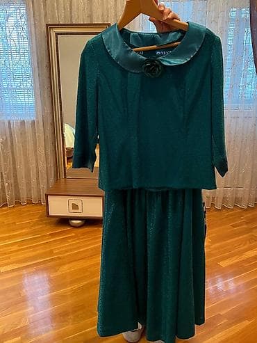 Asia: Qadın geyimləri dəsti 1) Firuzəyi rəngli don - Model: Uzun, beldən — 9