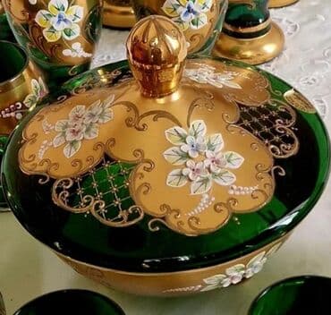 qizil qablari: Boqema – qapaqlı, ayaqlı model - Material: boqema üstü metalik-qızılı — 2