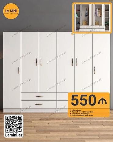 hamam dolapları: 6 qapı, Siyirməli, Ağ, Açılan, Düz dolab — 1
