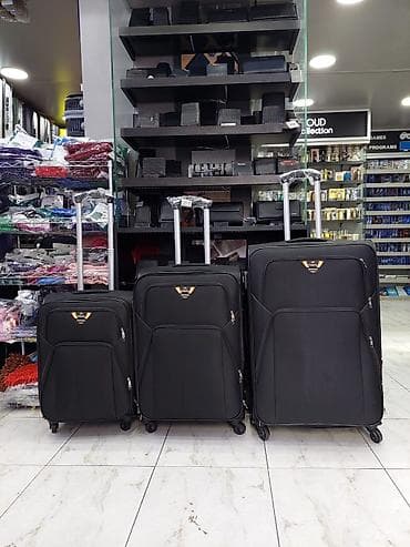 3-lü səyahət çamadan dəsti – qara rəng - Ölçülər: kiçik, orta və