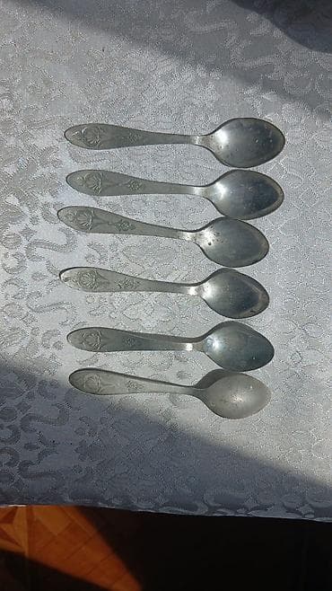 qaşıqlar: 6 ədəd metal çay qaşığı dəsti MELİXOR ÜNVAN 8Cİ MİKRORAYON - — 2