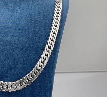 Çantalar: Kişi üçün gümüş zəncir və qolbaq dəsti - Üslub: KUBA (Curb) tipli — 4