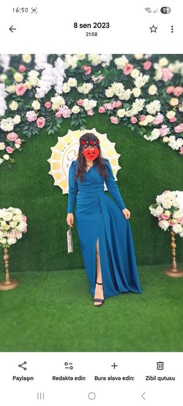 rus papağı: Şık ziyafət geyimləri – 2 model 1) Mavi maksi don - Rəng: dərin mavi — 1
