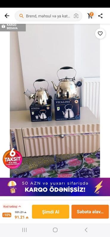 İşlənmiş, rəng - Gümüşü, Çaydan, Paslanmayan polad, 3-dən çox l, Türkiyə