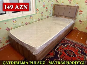 Yeni, Təknəfərlik çarpayı, Bazalı, Matras ilə, Siyirməsiz, Azərbaycan — 4