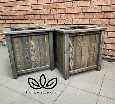 Ağacdan dekorativ kvadrat güldan/qutu (2 ədəd) - Material: tam ağac