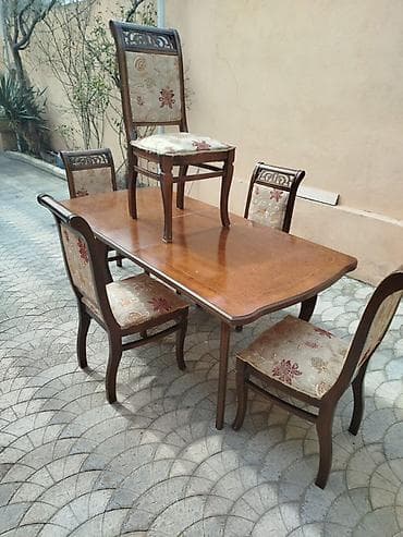 Для гостиной, Нераскладной, Прямоугольный стол, 6 стульев