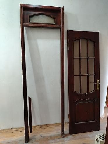Taxta iç otaq qapısı dəsti - Material: ağac (tünd qəhvəyi rəngli) - — 1