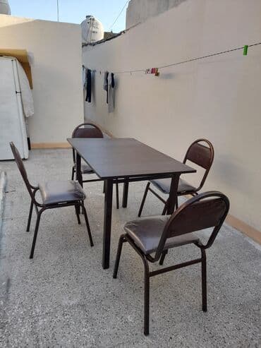 baxca stolu: Mətbəx üçün, Yeni, Açılan, Dördbucaq masa, 4 stul — 3
