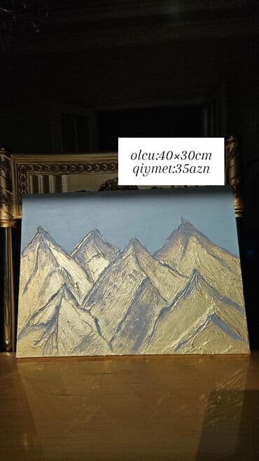 tac sekli: Əl işi rəsm tabloları – akril boya ilə kətan üzərində. 1) Ağ çiçəklər — 3