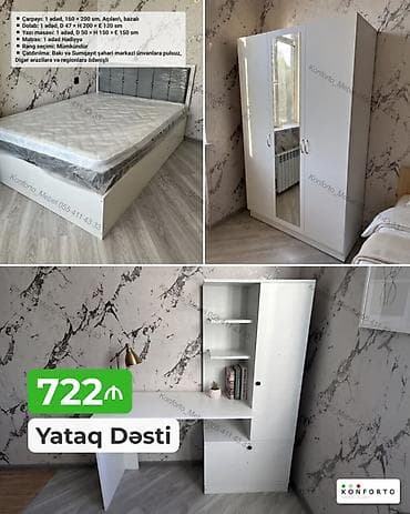 matras sumqayit: Yataq Dəsti – 722 ₼ Tərkibi və ölçülər: - Çarpayı: 1 ədəd, 160 × 200 — 1