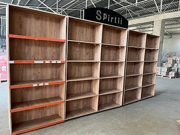 Mağaza üçün taxta vitrin rəfləri - Material: ağac teksturalı — 1