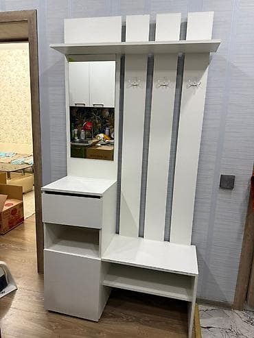 metbext dolabi: Ağ rəngli iki qapılı paltar dolabı - Minimalist dizayn, ağ korpus və — 6