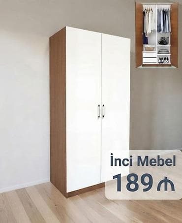 gence kreslo: Yeni, 2 qapılı, Siyirməli, Ağ, Açılan, Düz dolab — 1