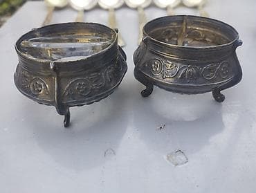 Antik masa aksesuarı – 2 ədəd duz/istiot qabı (ayaqlı) - Material