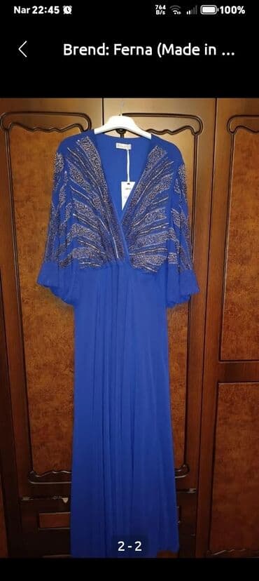 deri pencekler: Brend: Ferna (Made in Turkey) qadın gecə geyimi - Rəng: royal mavi - — 2
