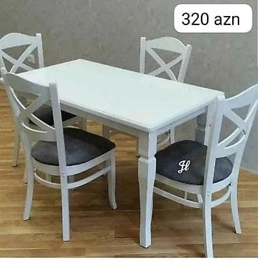 Mətbəx üçün, Yeni, Açılmayan, Dördbucaq masa, 4 stul — 1