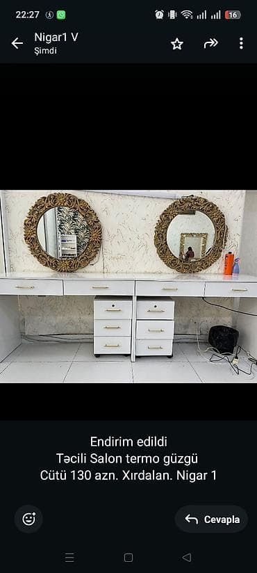 Endirim edildi Təcili Salon termo güzgü Cütü 130 azn. Xırdalan. Nigar