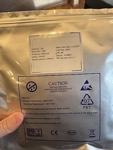 hamam perde: LED lent (2 x 25 m rulon) – 24V DC, 2835 tip LED. 1800 kelvin amber — 1