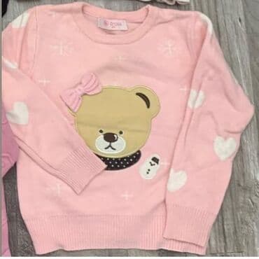 Пиджаки: Uşaq sviteri – qızlar üçün - Rəng: açıq çəhrayı - Üzərində böyük ayı — 1