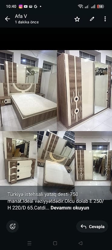 karaca qazan: Türkiyə istehsali yataq desti 750 manat.Ideal vəziyyətdədir.Olcu dolab — 1