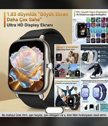 Smart saatlar: Yeni, Smart saat, Sensor ekran, rəng - Qara — 3