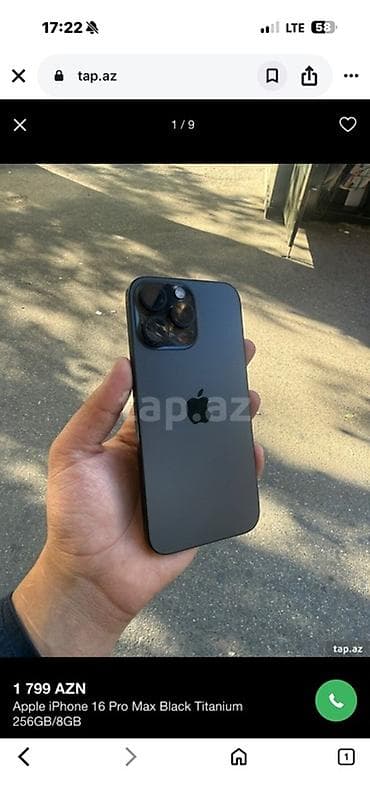 iped mini 6: IPhone 16 Pro Max, 256 GB, Black Titanium, Zəmanət — 3