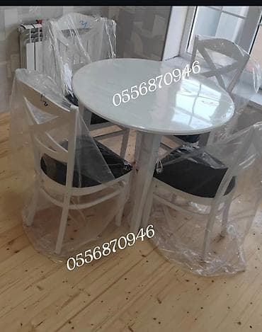 Mətbəx üçün, Yeni, Açılmayan, Yumru masa, 4 stul