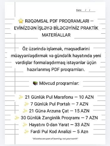 dil kursu: Rəqəmsal PDF proqramları – evdən işləyə biləcəyiniz praktik — 1